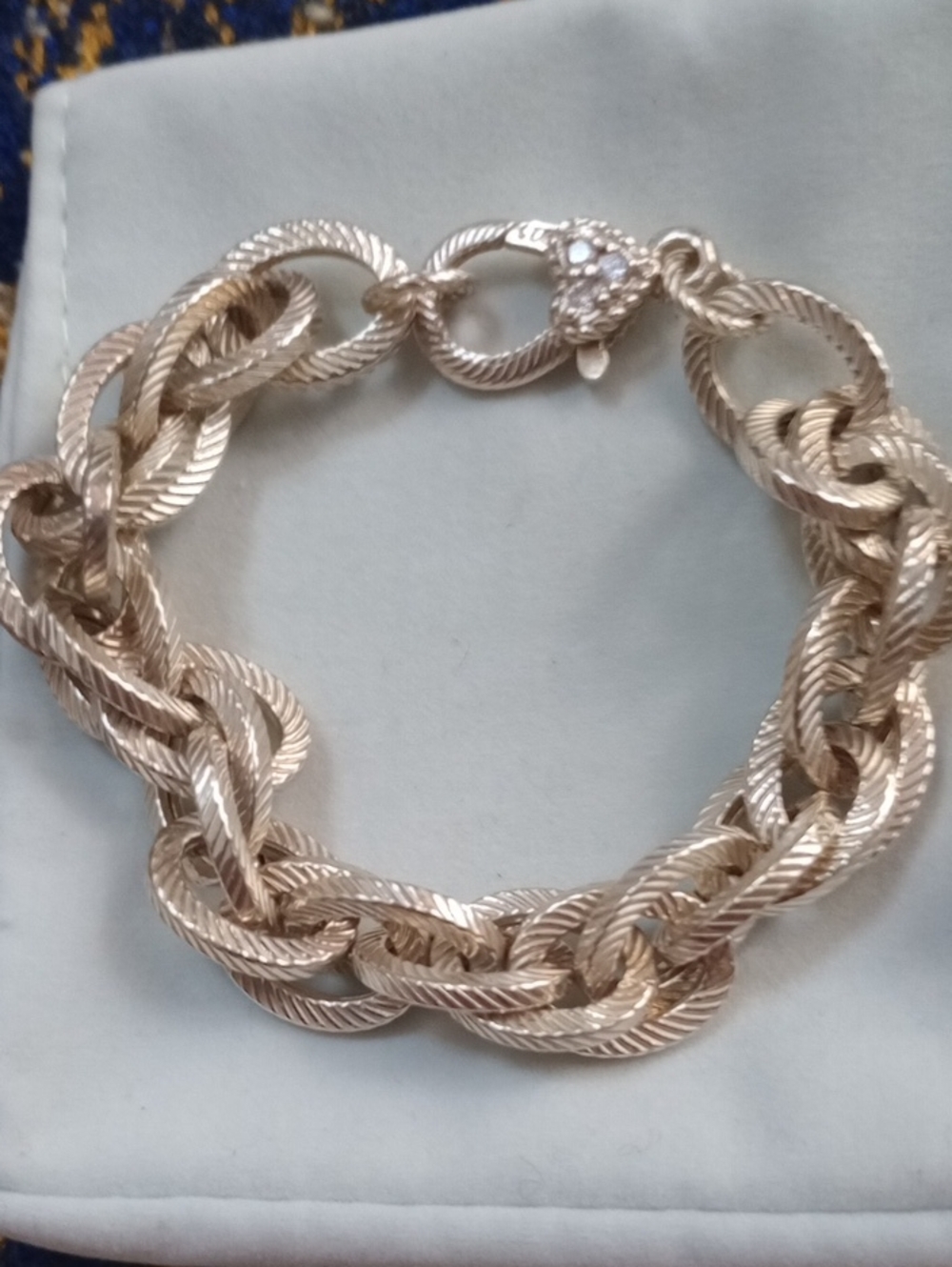 NIB JUDITH RIPKA 925 Sterling Silver (30g) Twisted Rope Bracelet With Diamonique